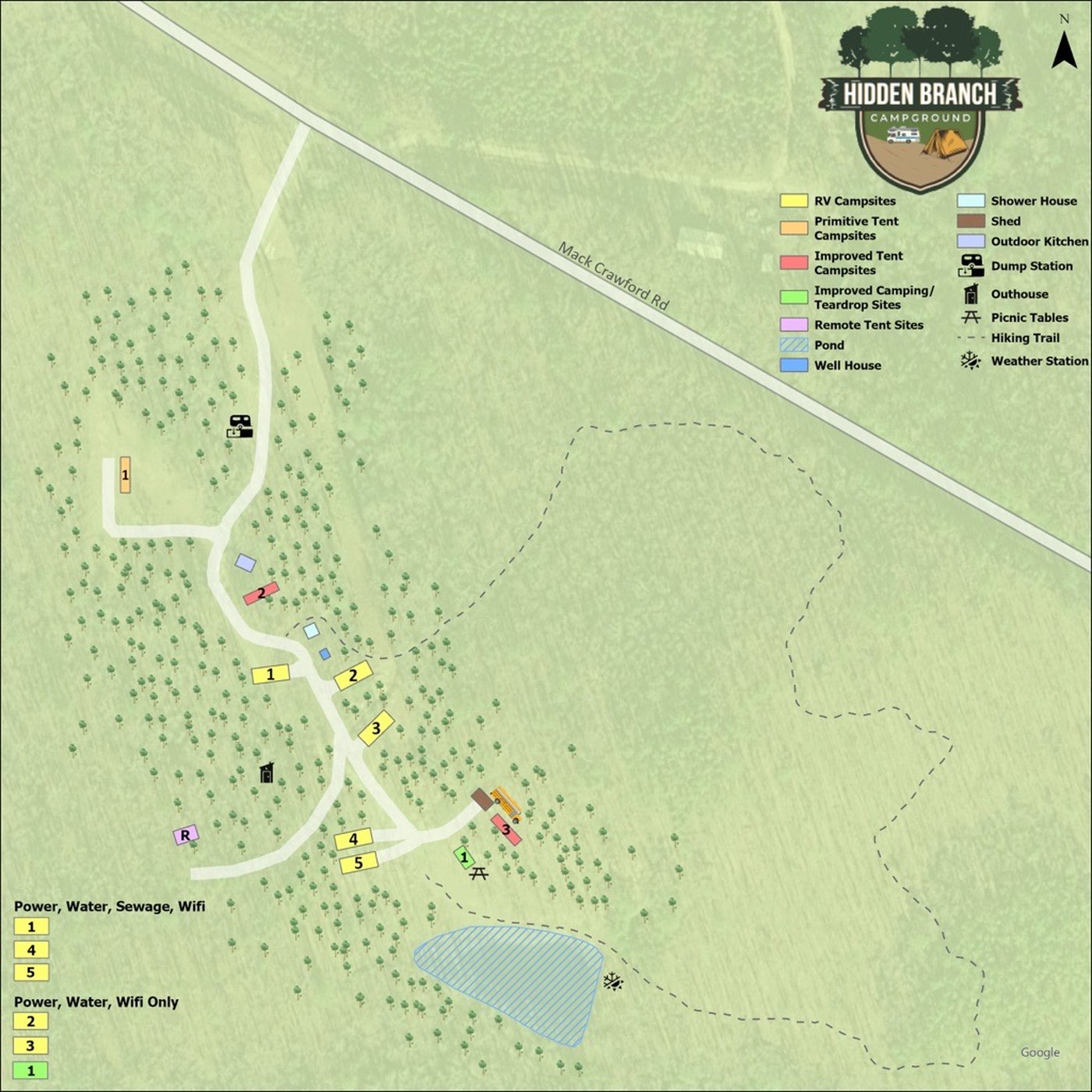 Hidden Branch Campground aerial site map